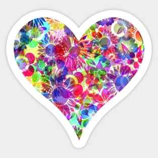 Flower Floral Colorful Rainbow Heart Sticker